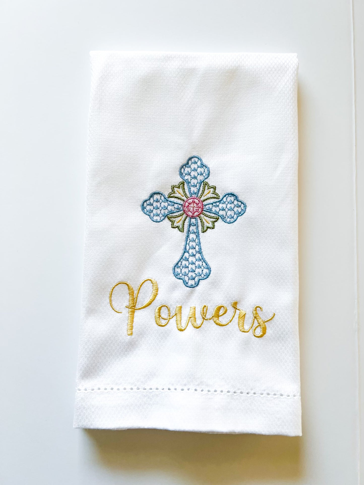 Cross tea towel